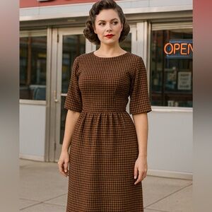 1950s Suzy Perette houndstooth midi dress